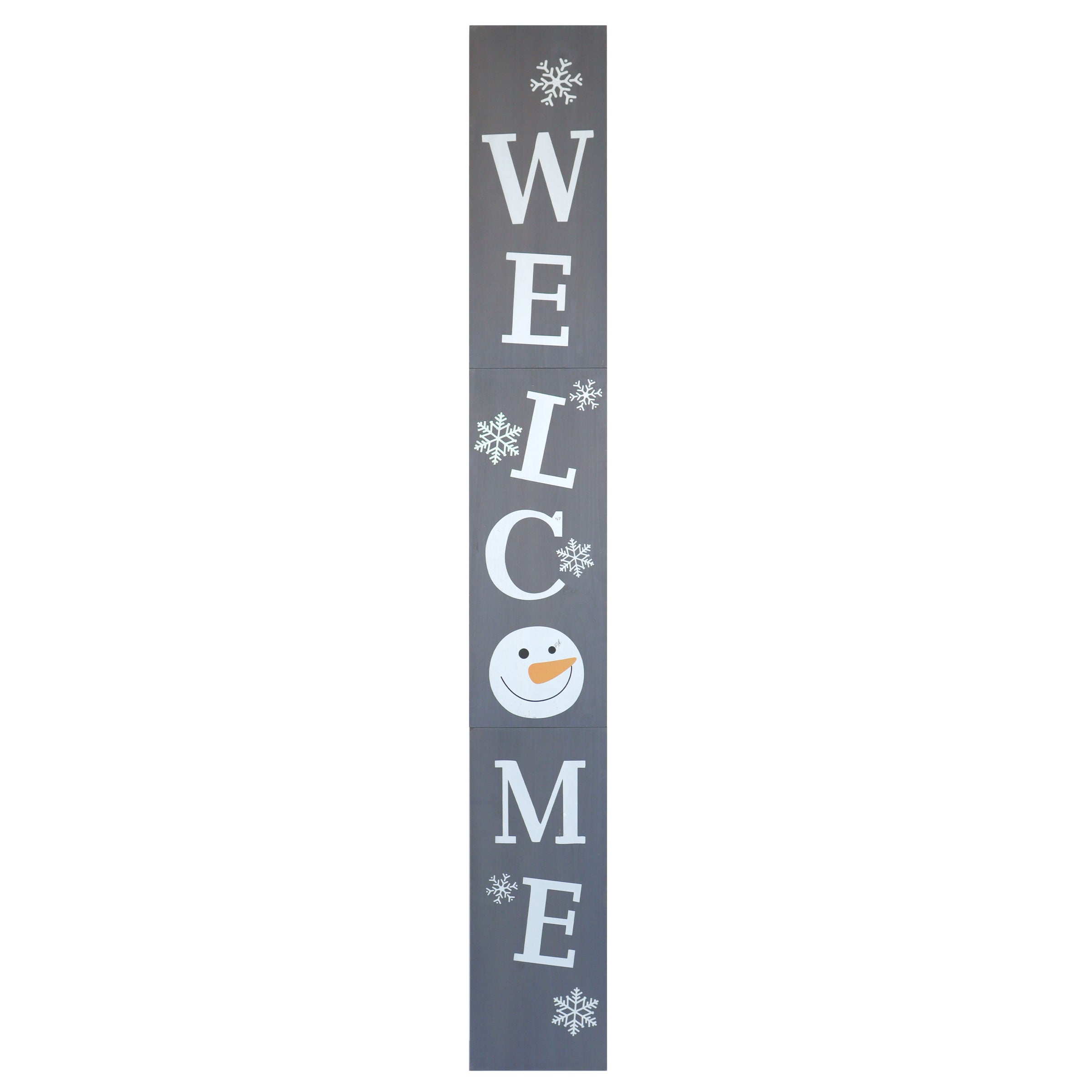 72" Xmas Welcome Wood Porch Sign,  Gray