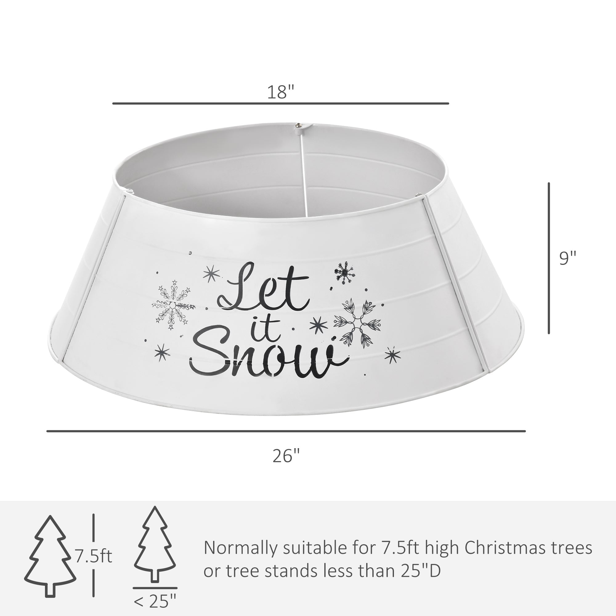 Christmas Tree Collar, Steel Tree Ring Skirt,  26" x 26" x 9", White