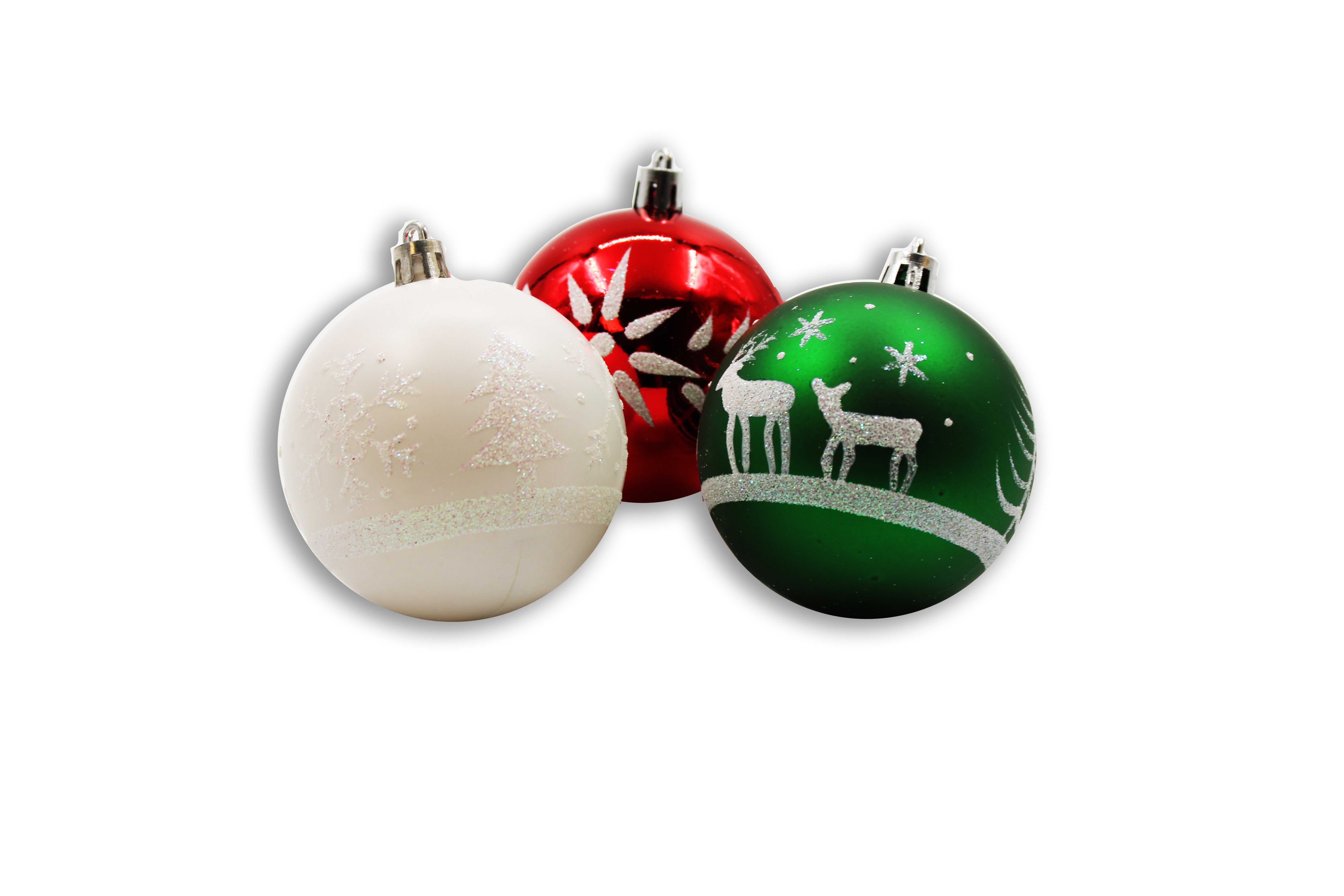 16 Pack Red, White and Green Assorted Ball Ornaments