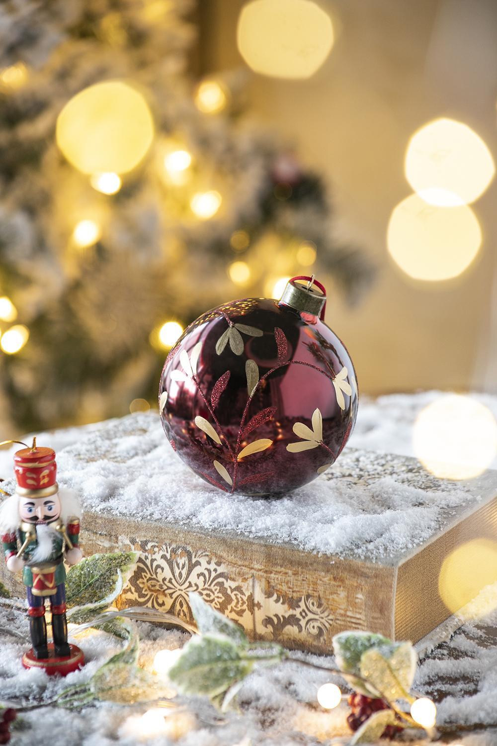 Red Glass Decorative Hanging Ball Christmas Tree Ornaments, Set of 4