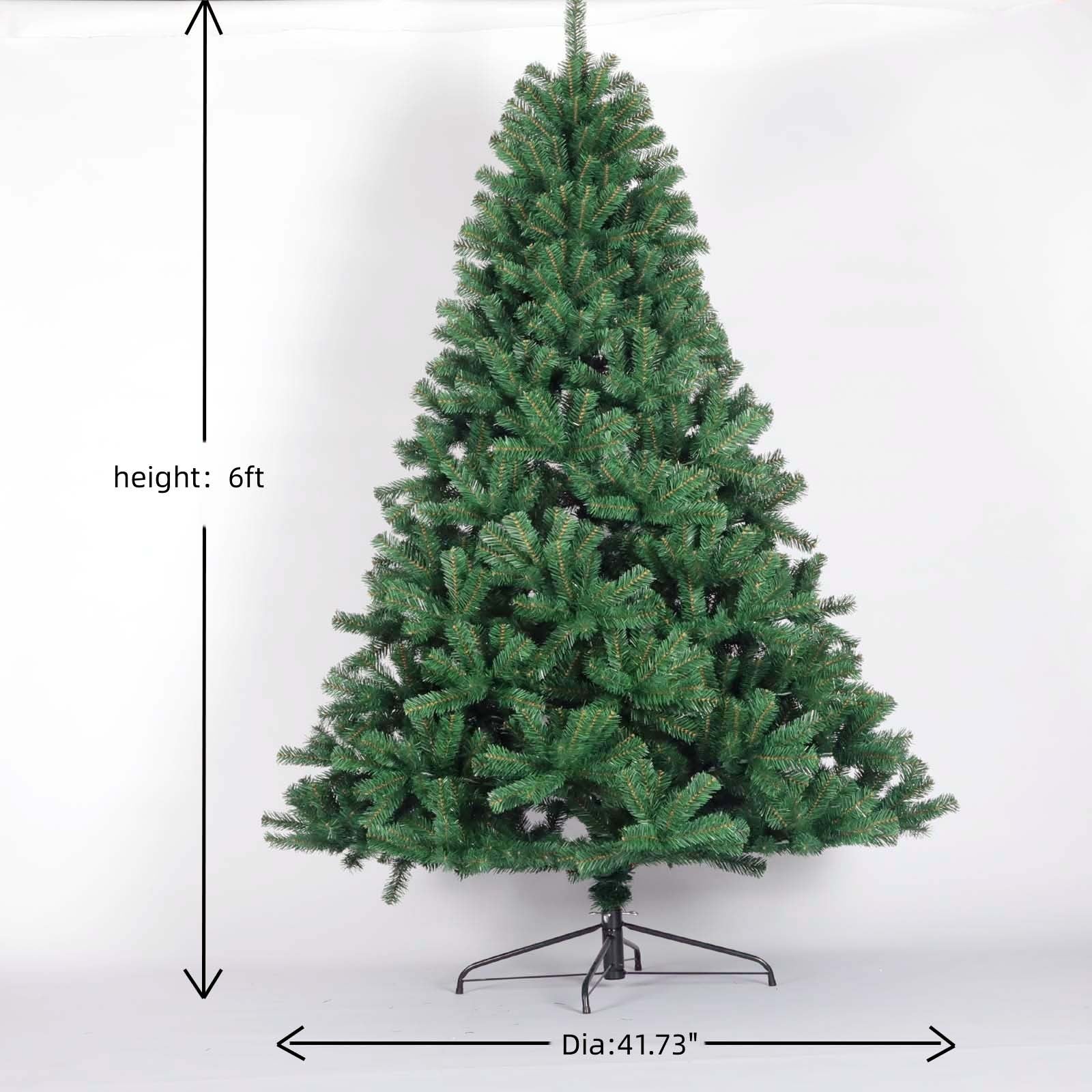 6ft  Christmas Tree Full Natural Spruce Fir Tree Foldable Metal Stand Unlit Green