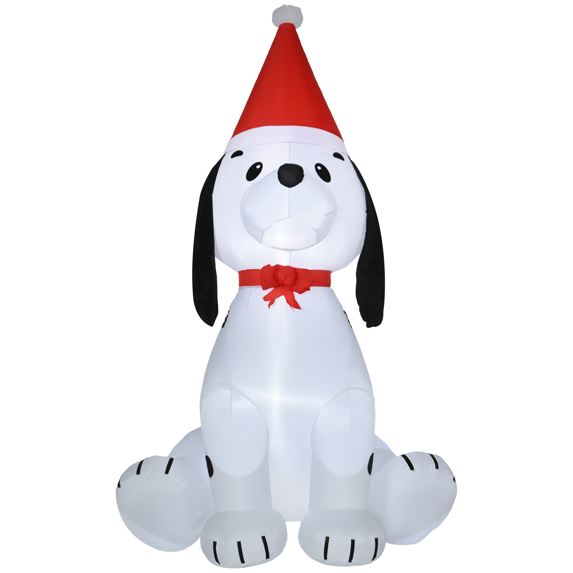 6ft  Puppy Dog Wearing a Santa Hat, Blow-Up Yard Decor with LED Lights-Christmas Inflatables Outdoor