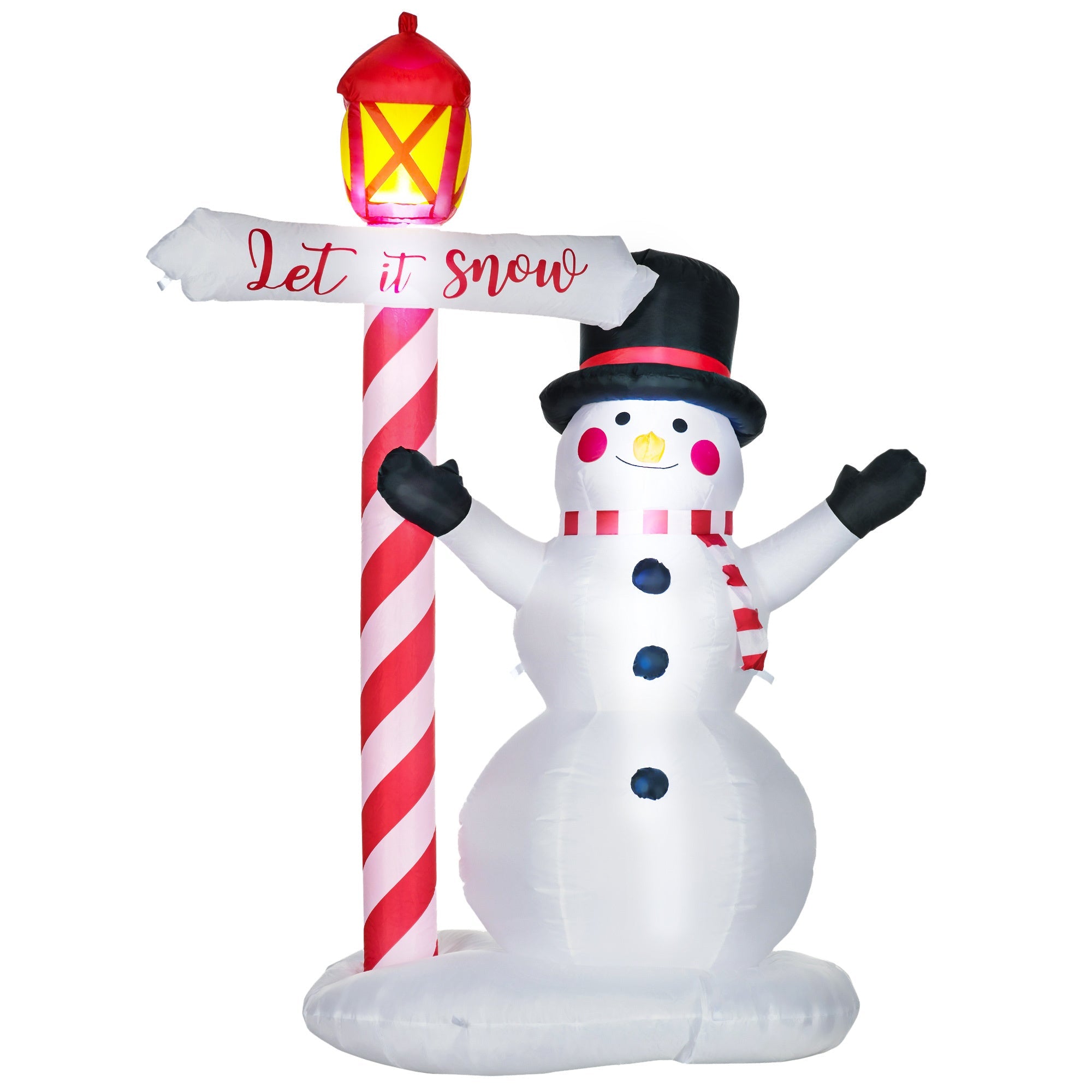 7ft  Snowman with Street Light, Blow-Up LED  Decor-Christmas Inflatables Outdoor