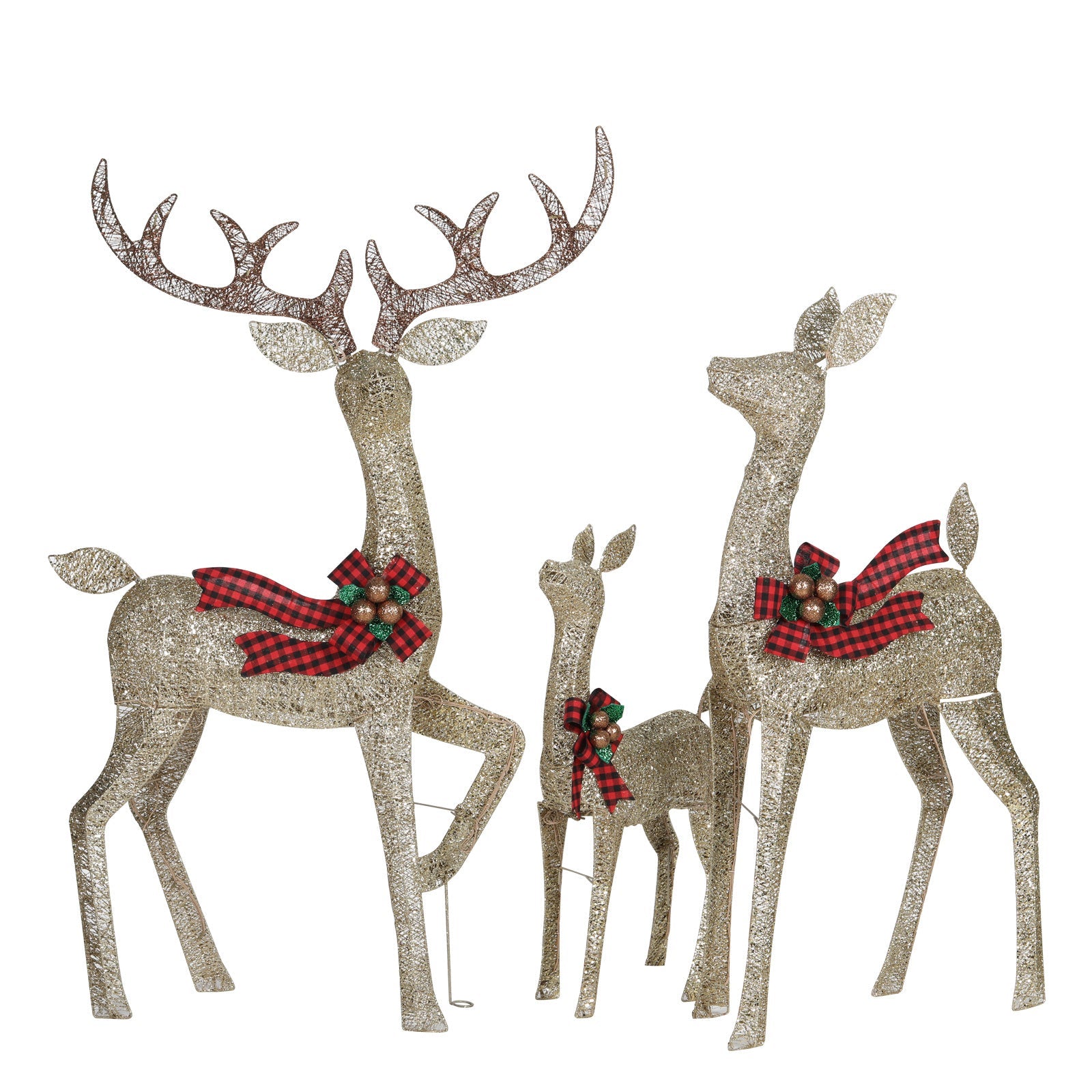 3-Piece Large Lighted Christmas Golden Reindeer Family Set