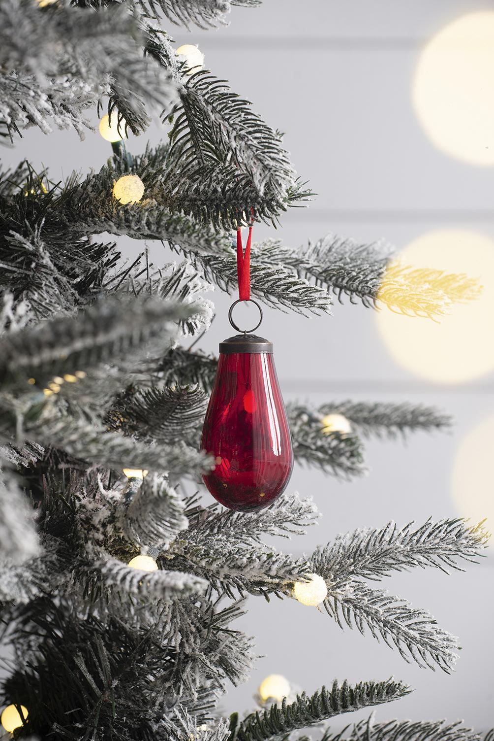 Luster Glass Tear Drop Ornament, Set of 12