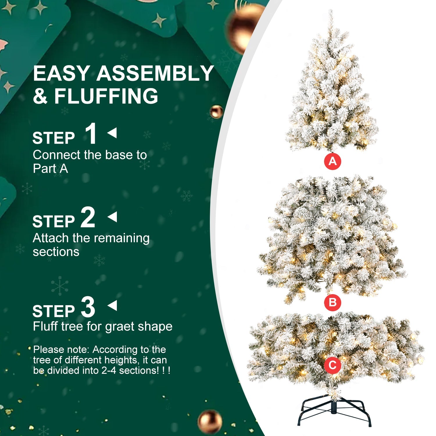 5FT PVC Memory Wire Christmas tree (With Light)