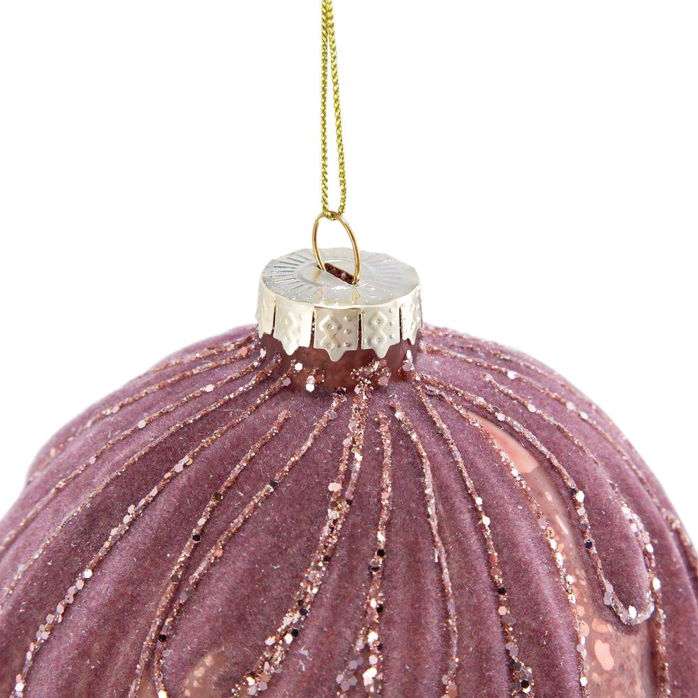 Purple with Glitter  Christmas Ball Ornaments, Set of 6