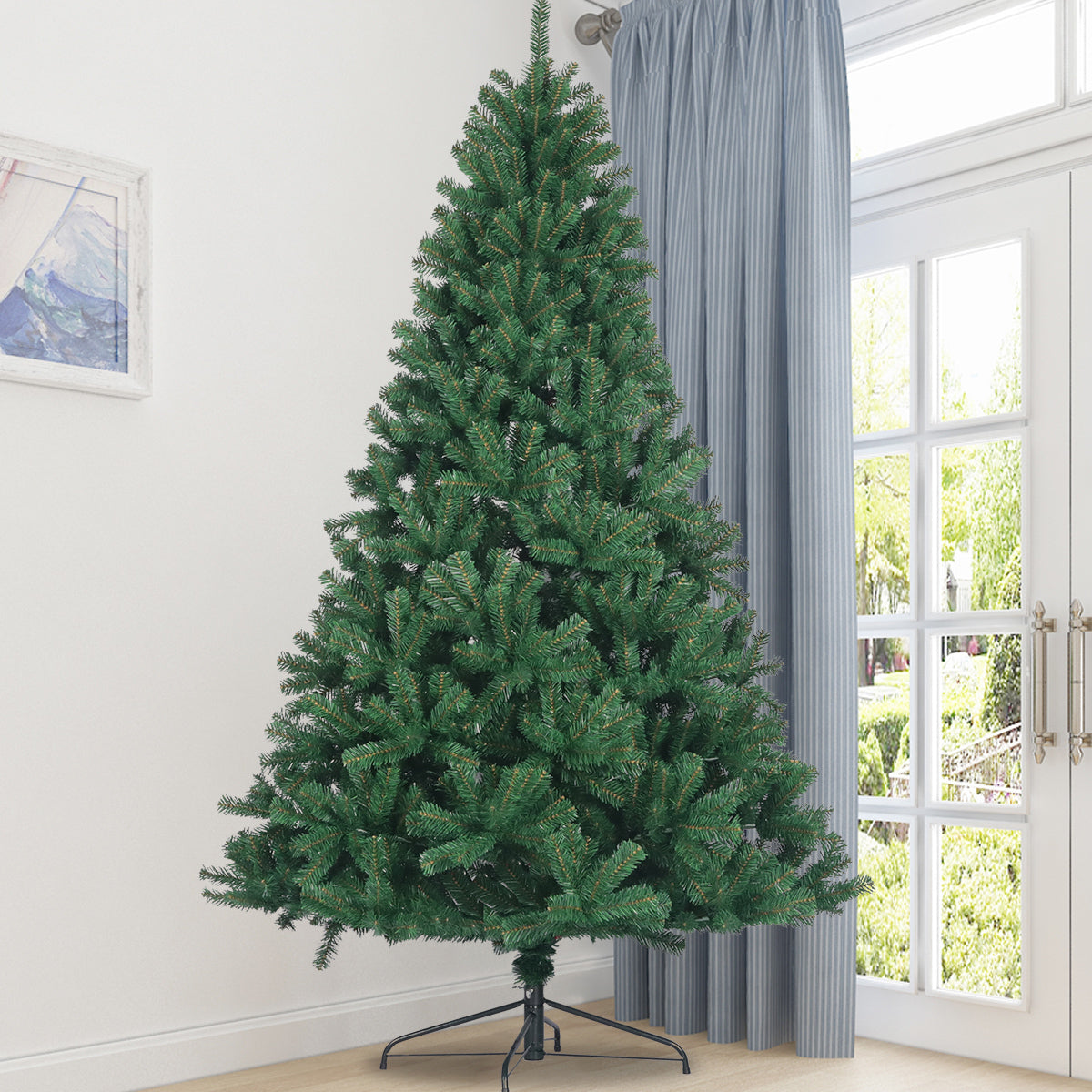 6ft  Christmas Tree Full Natural Spruce Fir Tree Foldable Metal Stand Unlit Green