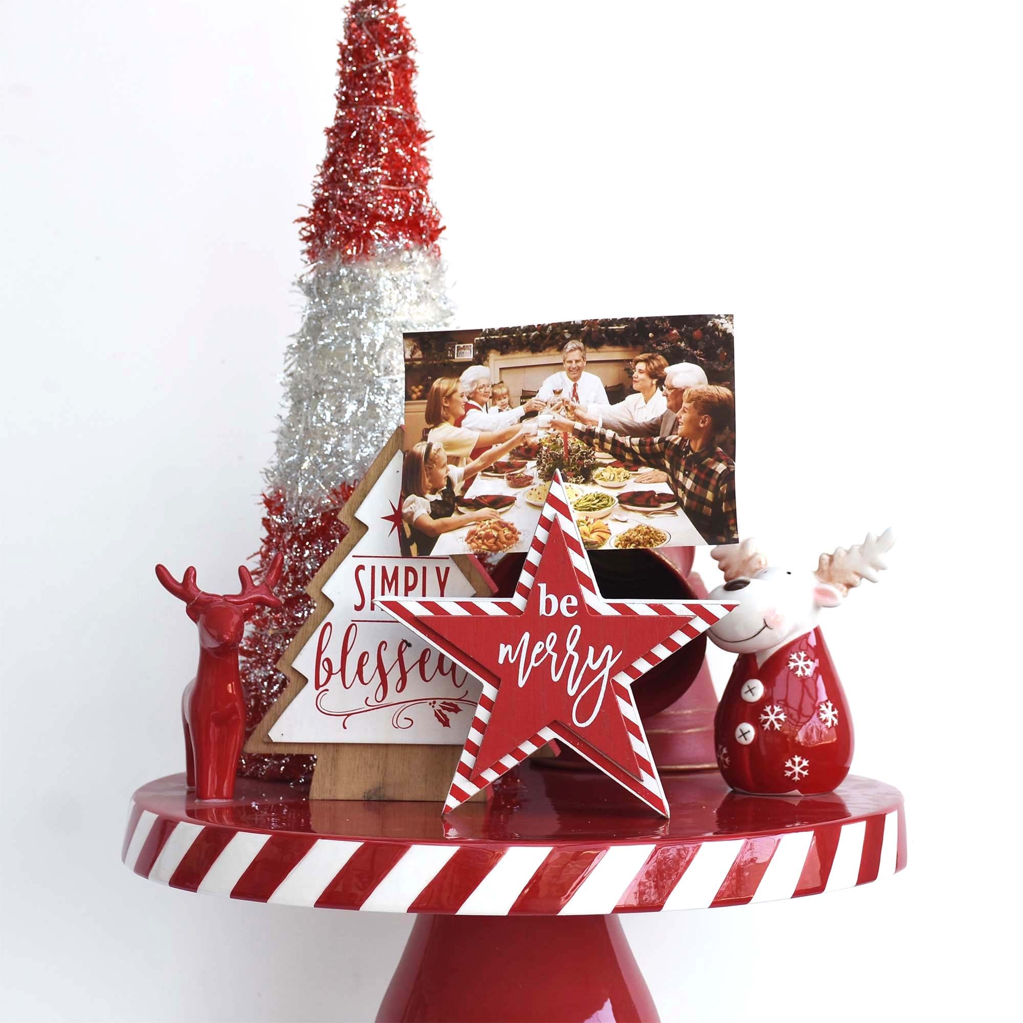 Be Merry Star-shaped Christmas Wood Tabletop Photo Holder