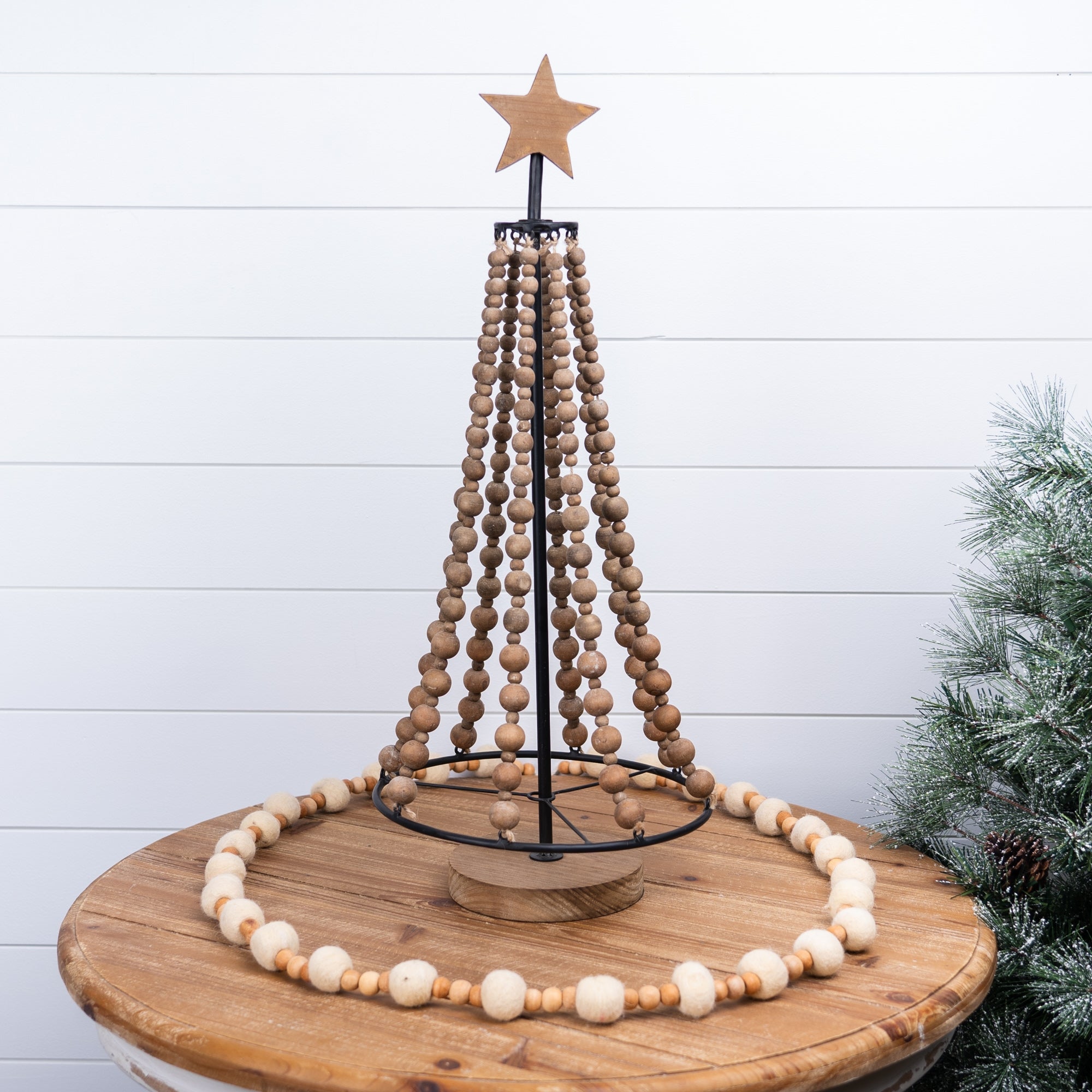 Beaded Wood Holiday Tree 25"H