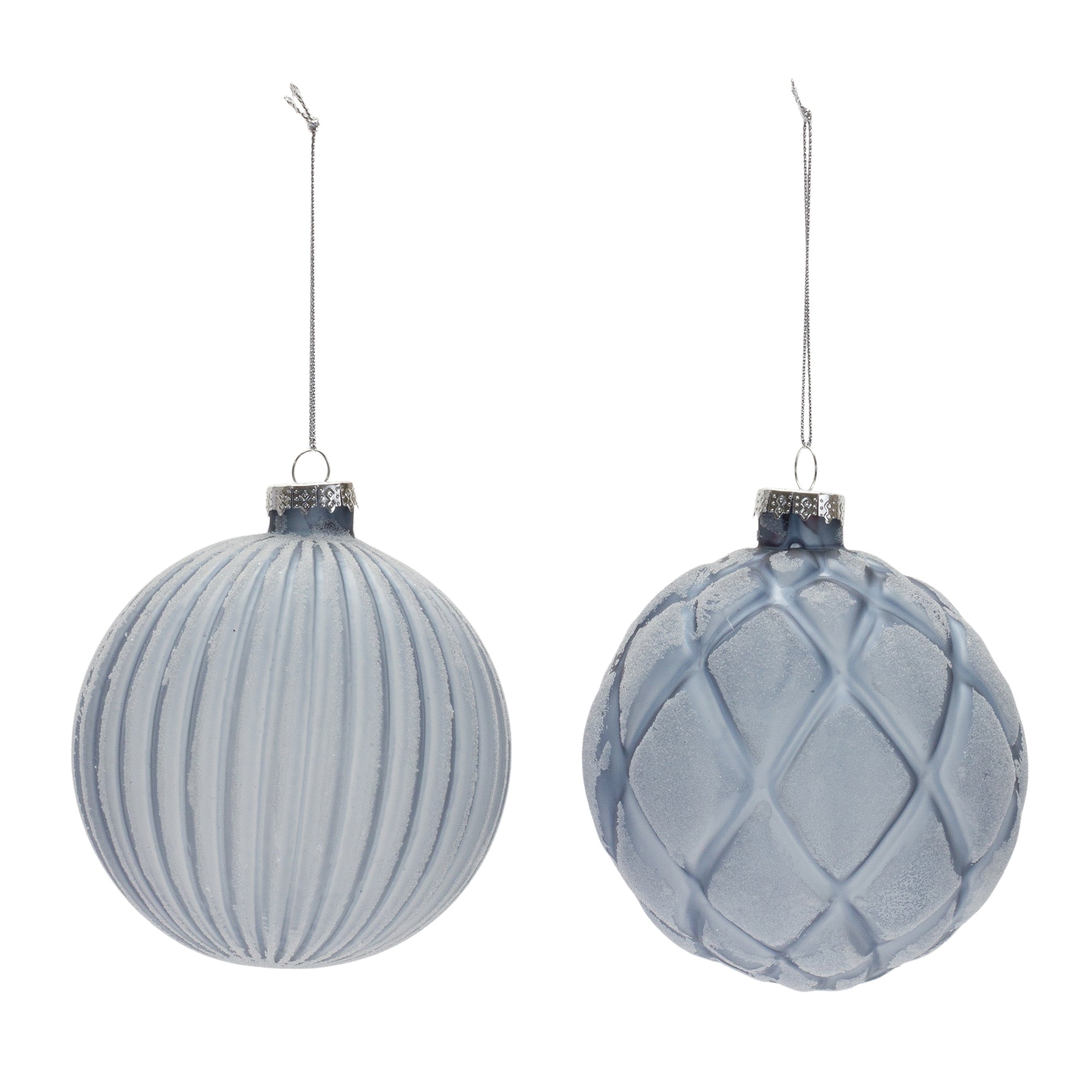 Blue Frosted Glass Ball Ornament (Set of 6)