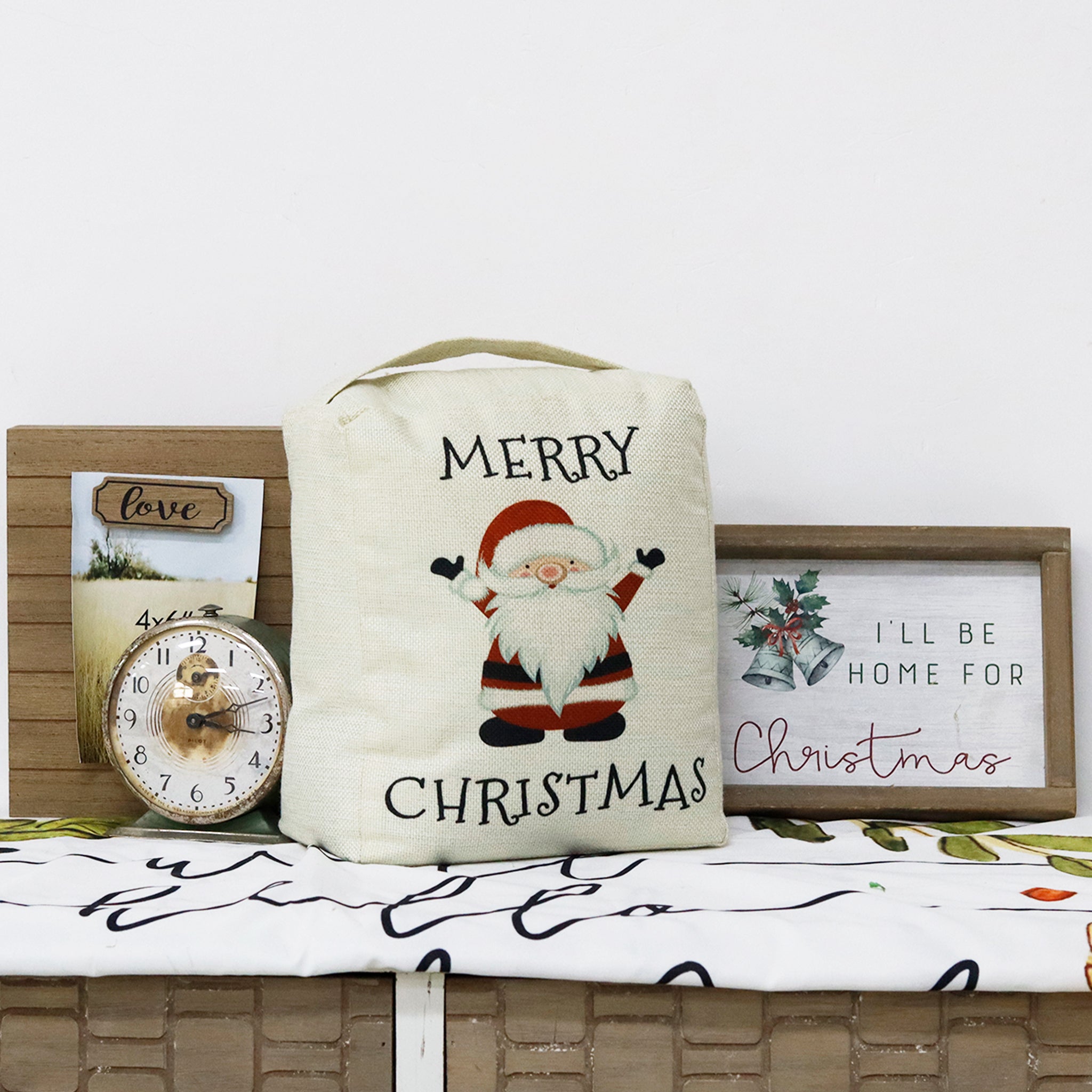 Merry Christmas Christmas Fabric Door Stop with Handle