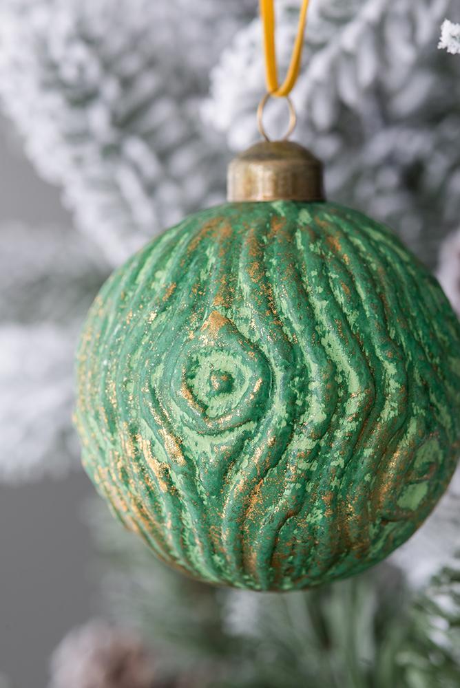 Green Glitter Christmas Ball Ornaments, Set of 12