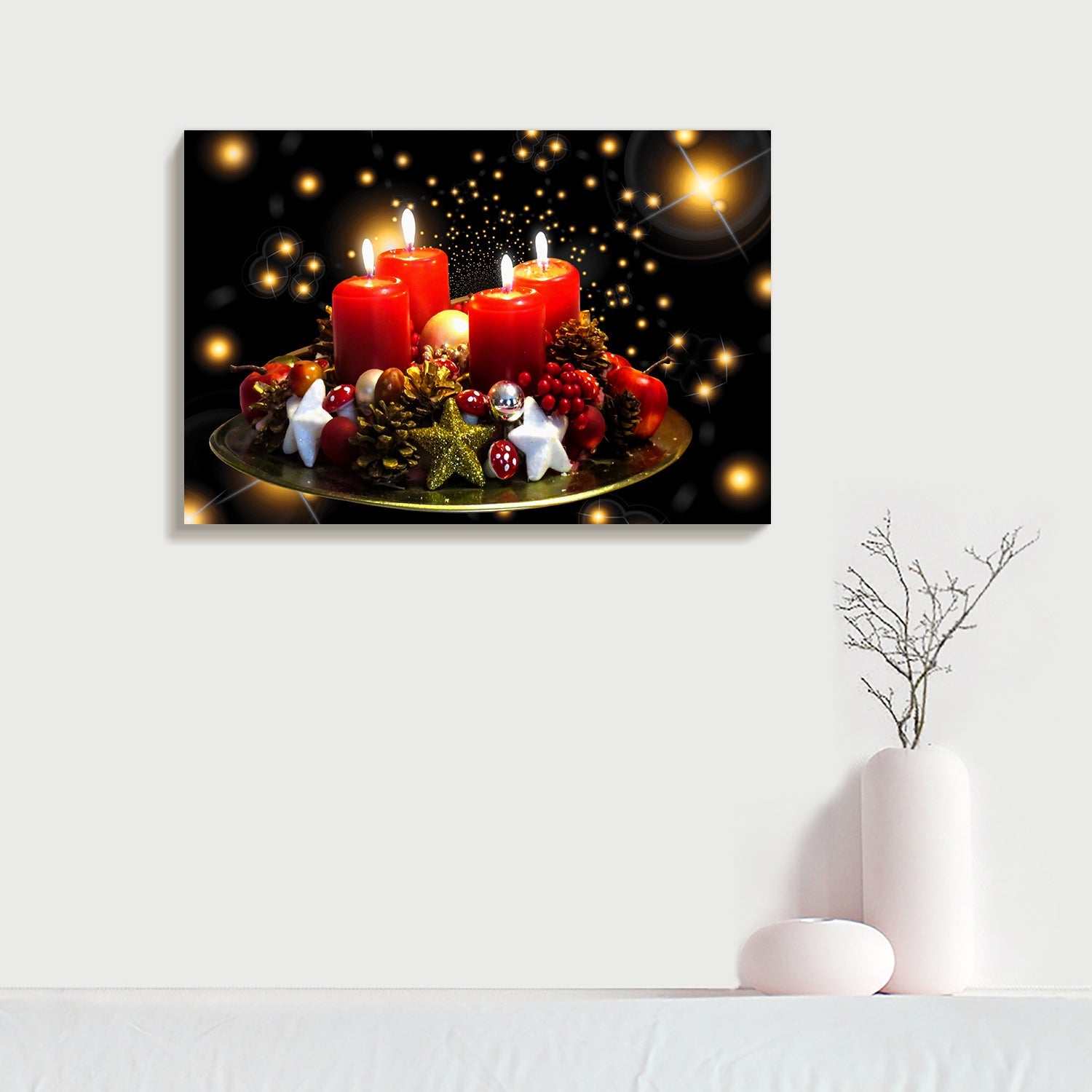 Christmas Candle Wall Art 48" x 32"