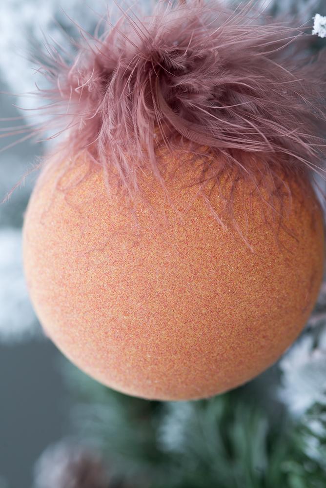 Peach and Mauve Christmas Ball Ornaments, Set of 12