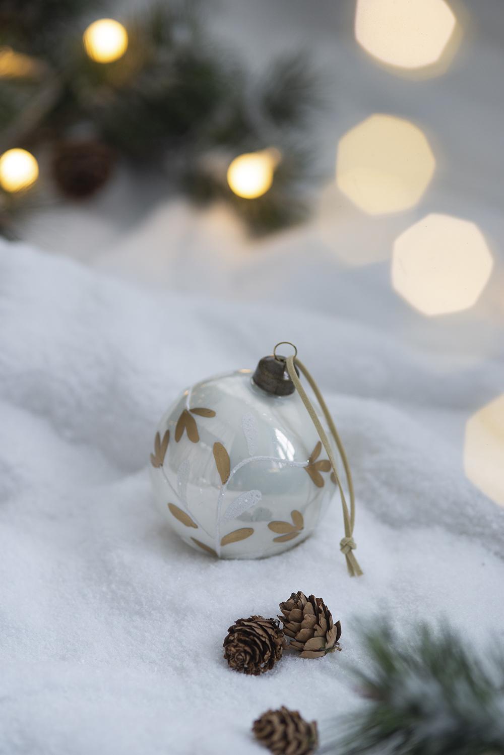 White and Gold  Christmas Ball Ornaments, Set of 12