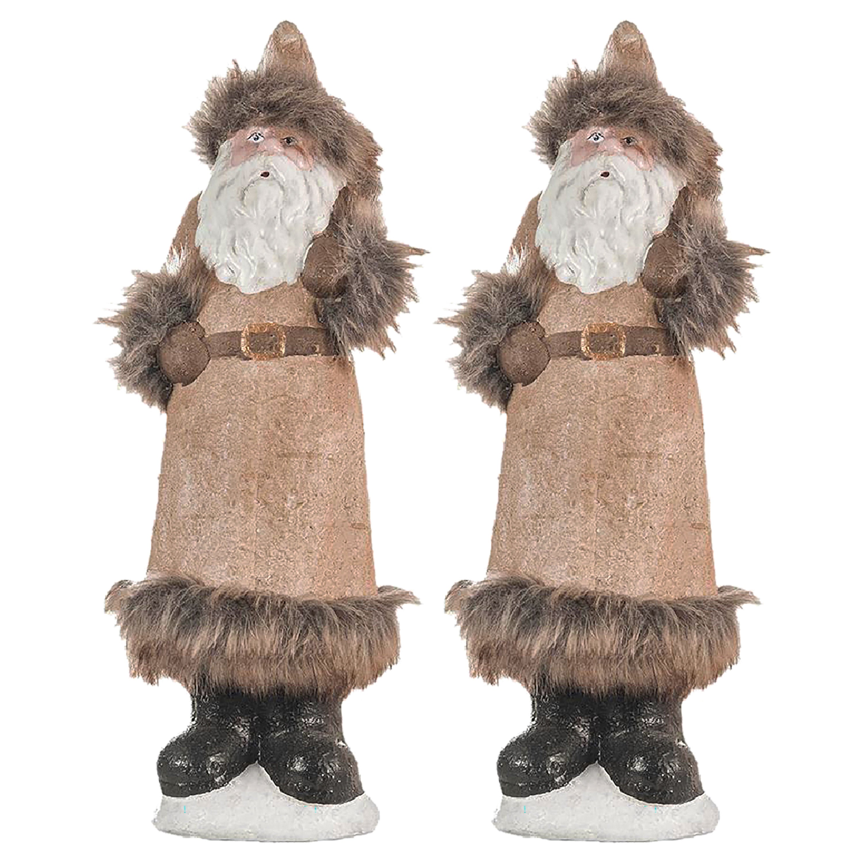 Set of 2  Christmas St. Nick Figurine Decorations, Christmas Table Top Decoration