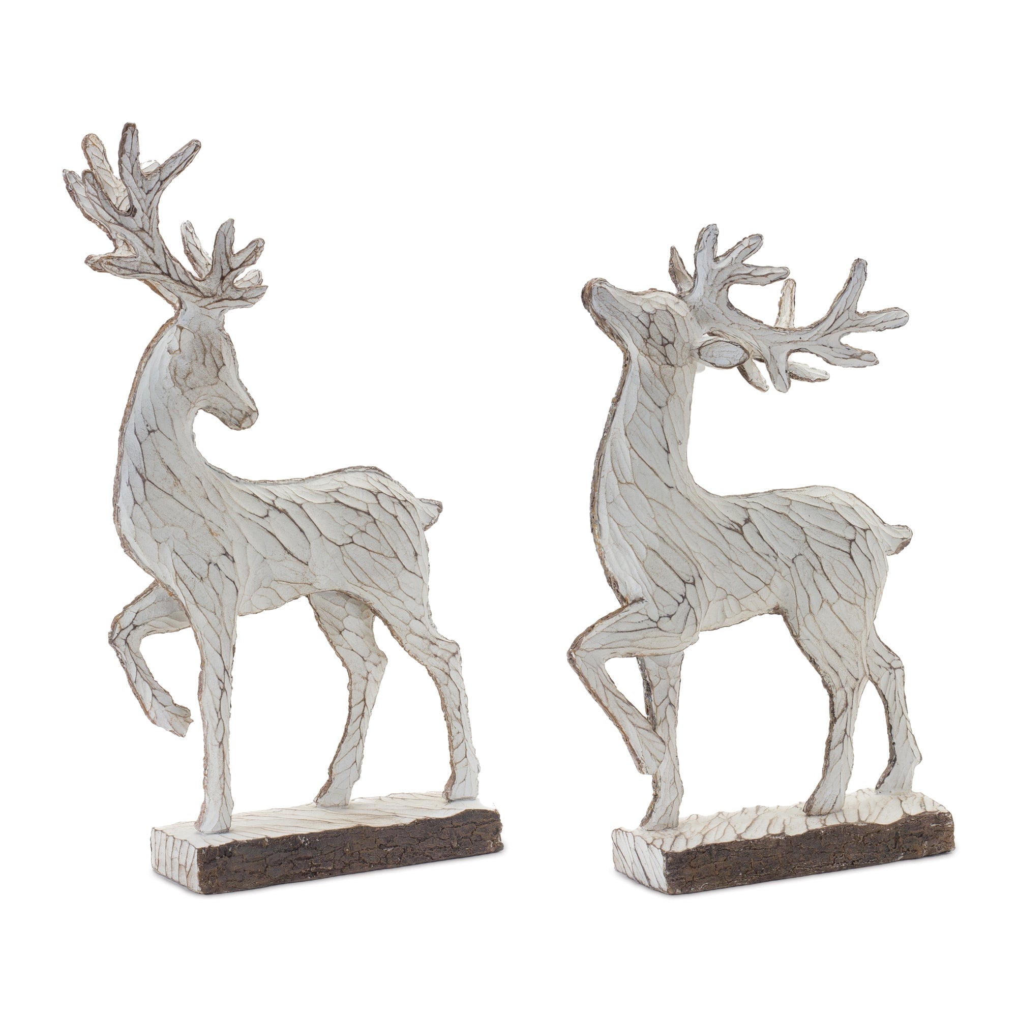 Carved Deer Decor (Set of 2)