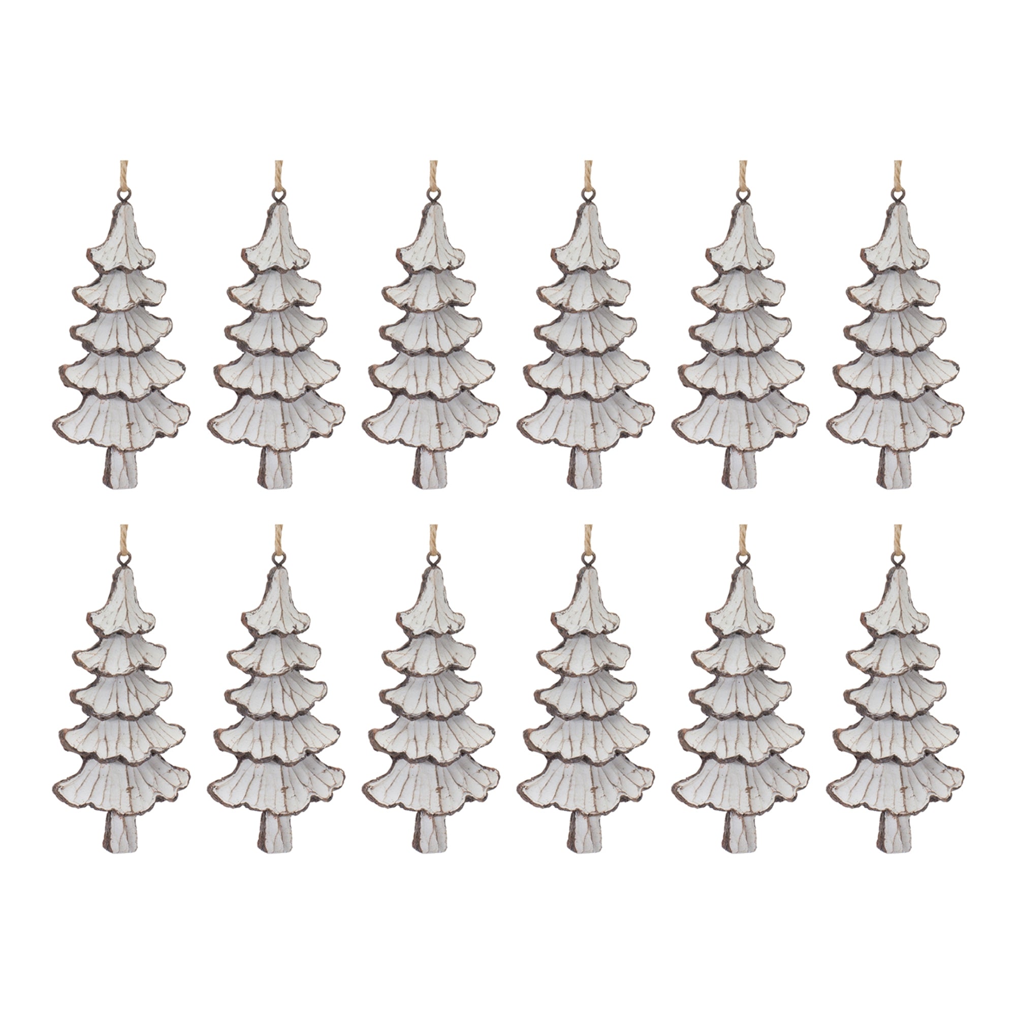 Carved Pine Tree Ornament (Set of 12)