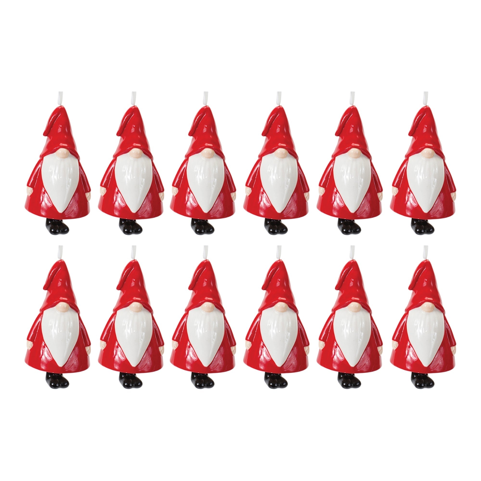 Ceramic Gnome Bell Ornament (Set of 12)