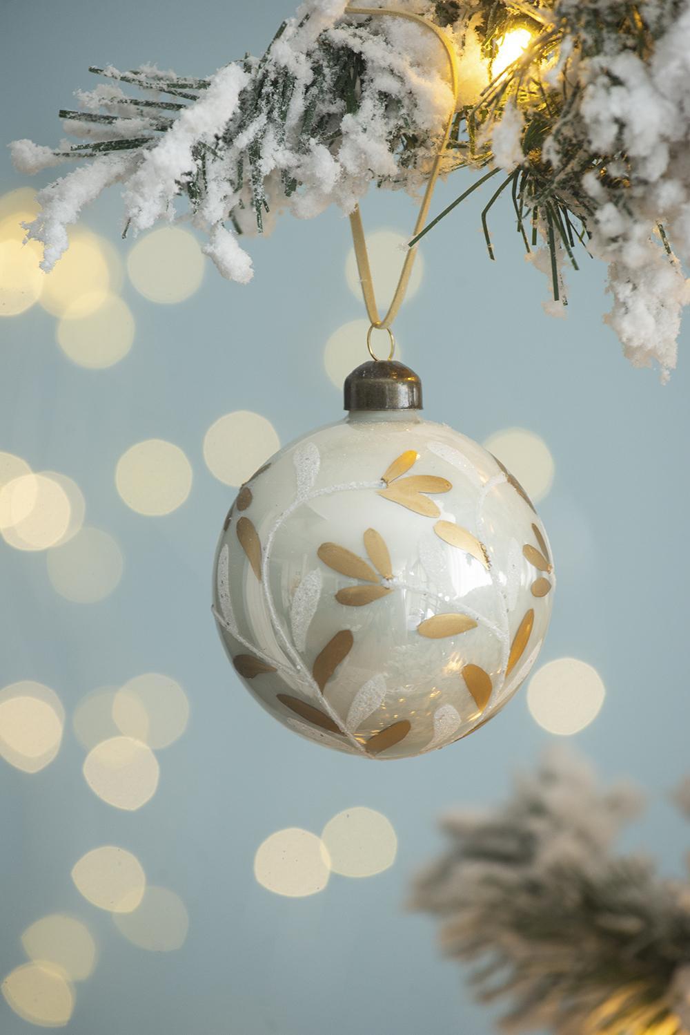 White and Gold  Christmas Ball Ornaments, Set of 12