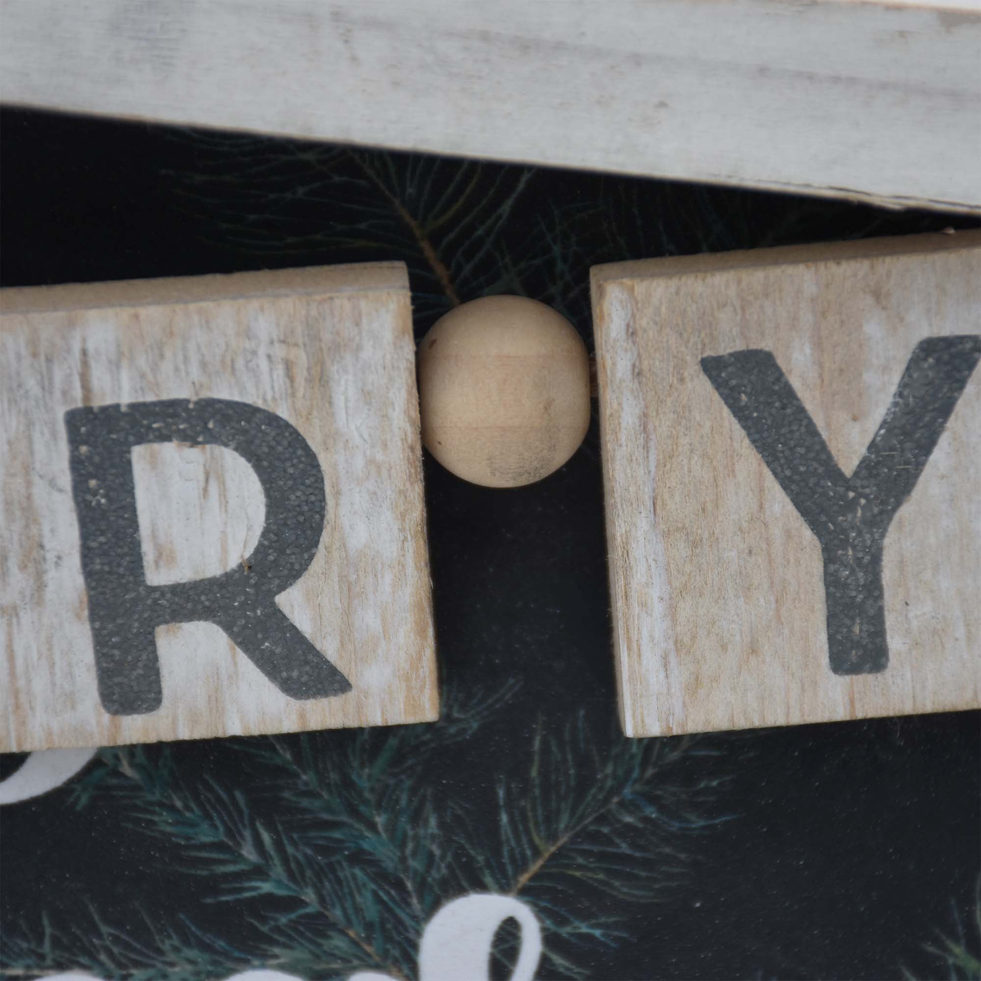 Merry Christmas Wood Tabletop Sign with Bead Garland