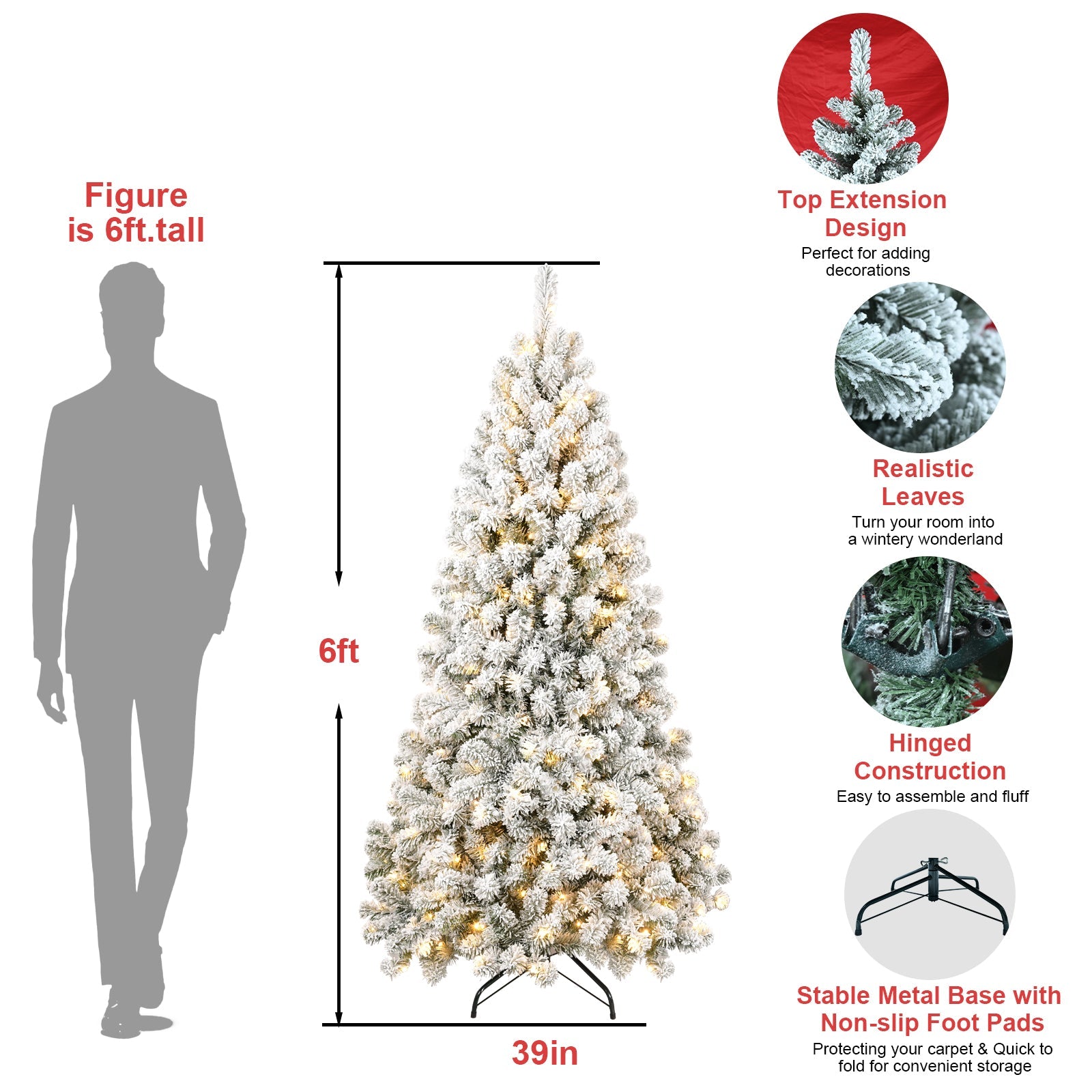 5FT PVC Memory Wire Christmas tree (With Light)