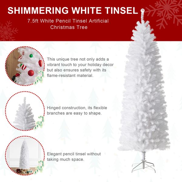 7.5ft Pencil Tinsel Artificial Christmas Tree