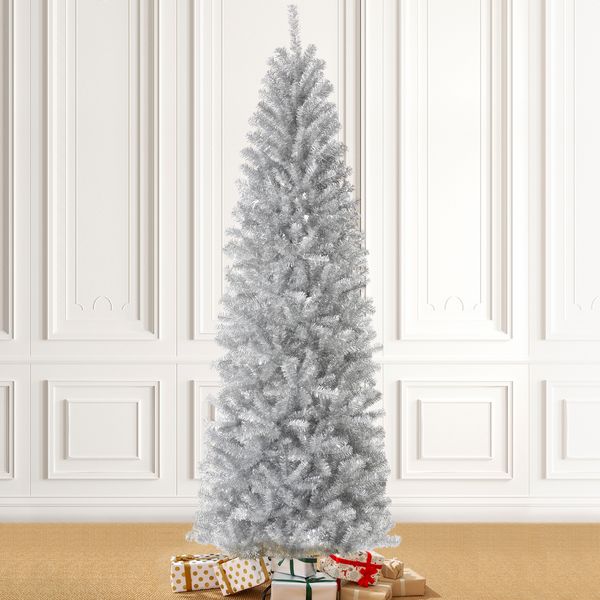 7.5ft Pencil Tinsel Artificial Christmas Tree