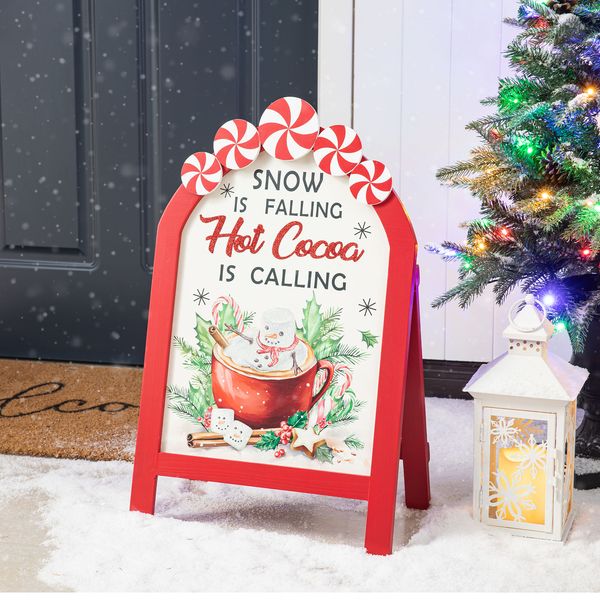 24.25"H Christmas Wooden Peppermint Easel Porch Decor