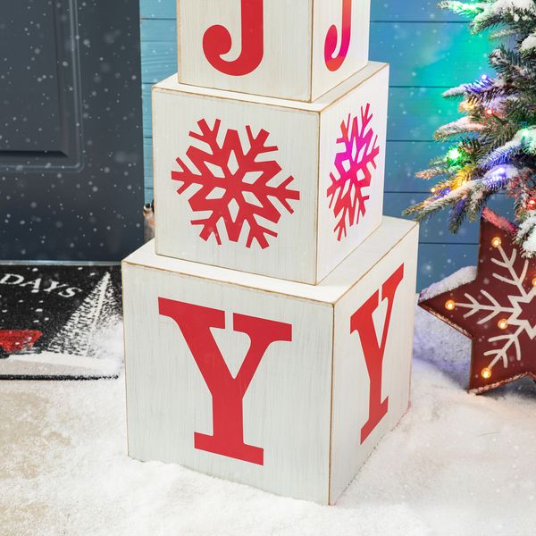 32"H Christmas Wooden Block JOY Porch Sign - 2 colors available