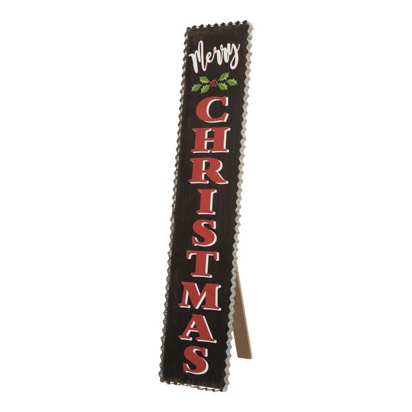 35"H Rustic Wooden Sign Black Merry Christmas Vertical Porch Decor