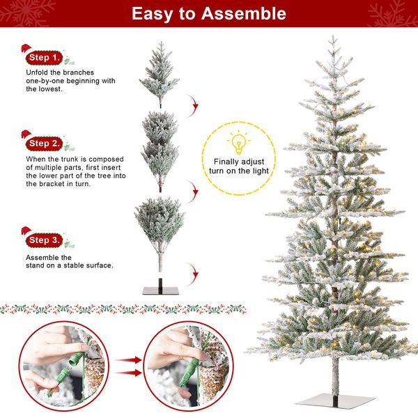 8ft Deluxe Pre-Lit Fir Christmas Tree with 450 Warm White Lights - Three Function