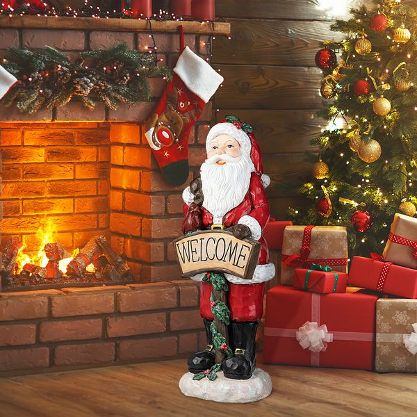 28''H Christmas Winter Santa Welcome Sign Porch Decor