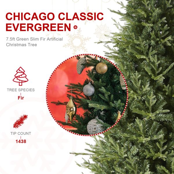 7.5ft Green Slim Fir Artificial Christmas Tree