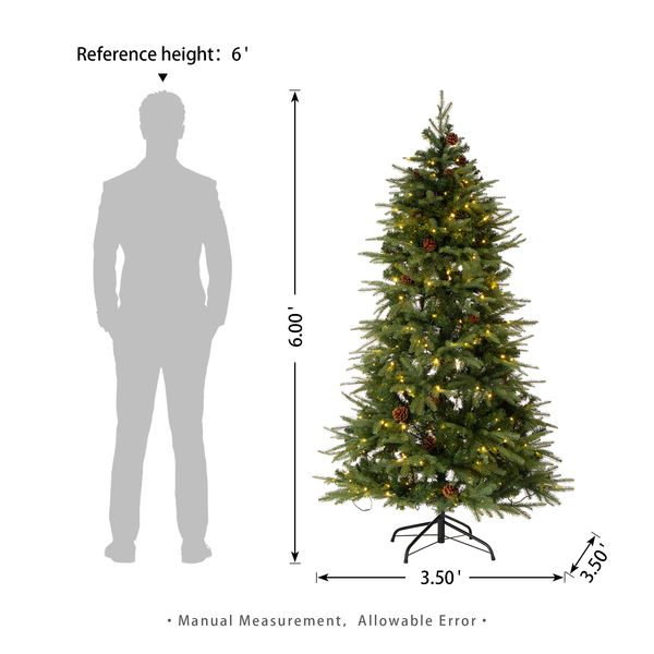 6ft Pre-Lit Fir Slim Christmas Tree with 350 LED Lights, 9 Modes, Remote Controller