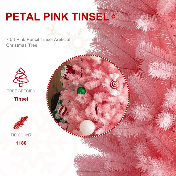 7.5ft Pencil Tinsel Artificial Christmas Tree