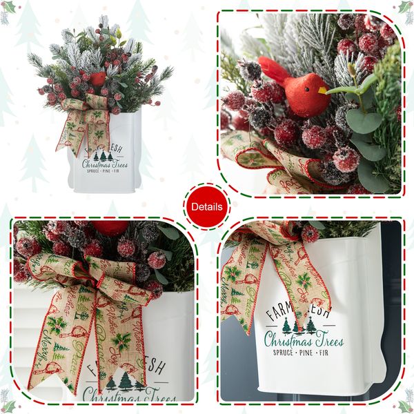 Mini Christmas Tabletoop/Wall Centerpiece, Artificial Potted Christmas Tree with Christmas Ornaments