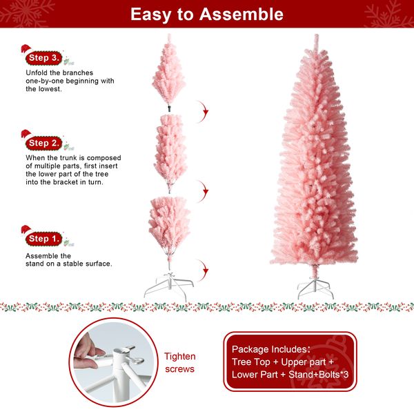 7.5ft Pencil Tinsel Artificial Christmas Tree