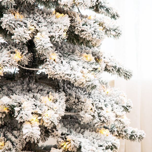 7.5ft Pre-Lit Flocked Layered Spruce Artificial Christmas Tree with 350 Warm White Lights