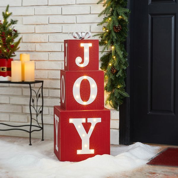 32"H Christmas Wooden Block JOY Porch Sign - 2 colors available