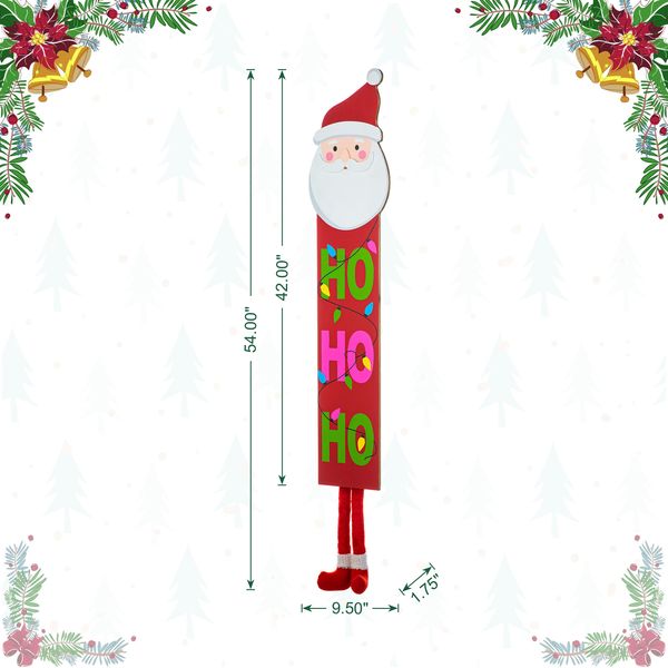 54"H Christmas Wooden "HOHOHO" Santa Porch Sign with Fabric Dangling Legs