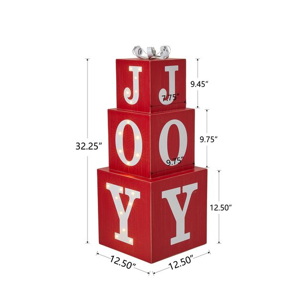 32"H Christmas Wooden Block JOY Porch Sign - 2 colors available