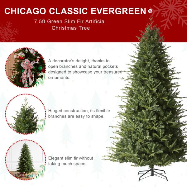 7.5ft Green Slim Fir Artificial Christmas Tree