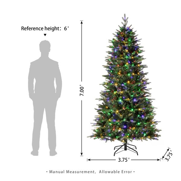 7ft Pre-Lit Fir Slim Christmas Tree with 500 LED Lights, 9 Modes, Remote Controller