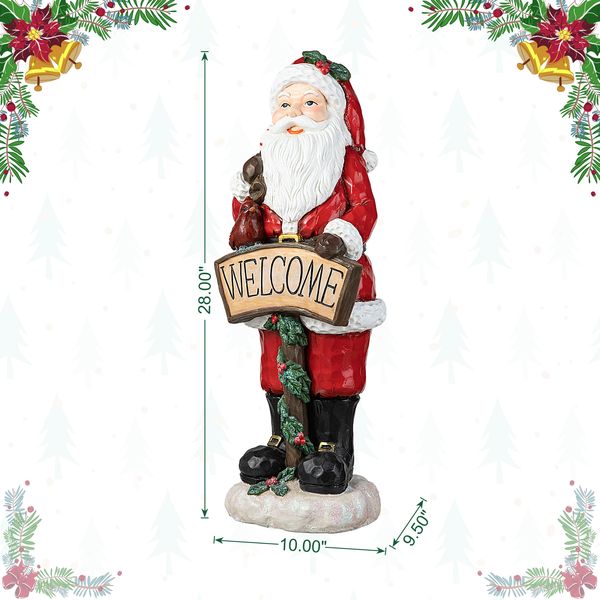 28''H Christmas Winter Santa Welcome Sign Porch Decor