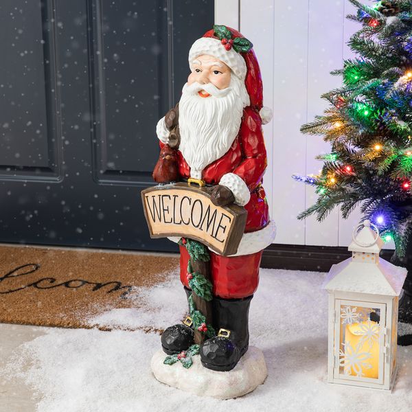 28''H Christmas Winter Santa Welcome Sign Porch Decor