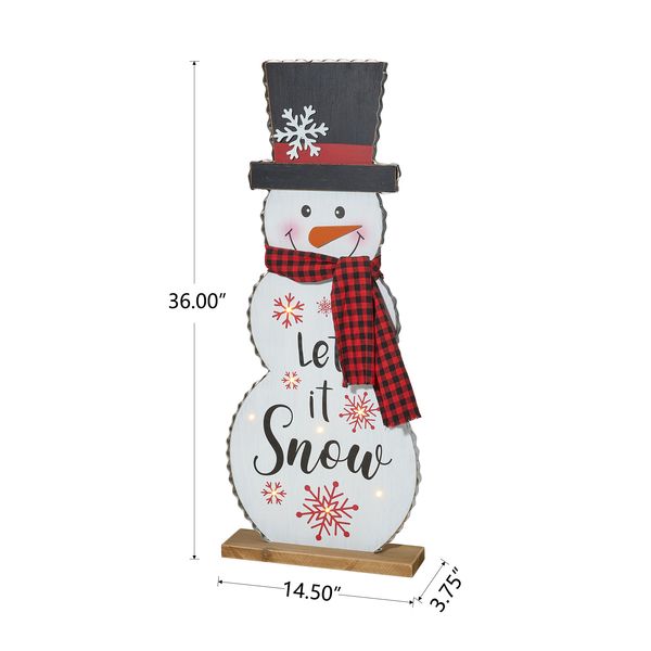 36"H Lighted Wooden Christmas Snowman Porch Décor  with Timer