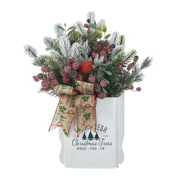 Mini Christmas Tabletoop/Wall Centerpiece, Artificial Potted Christmas Tree with Christmas Ornaments