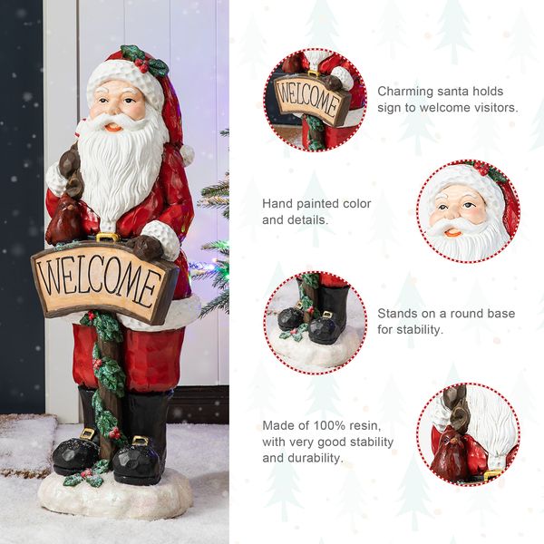 28''H Christmas Winter Santa Welcome Sign Porch Decor